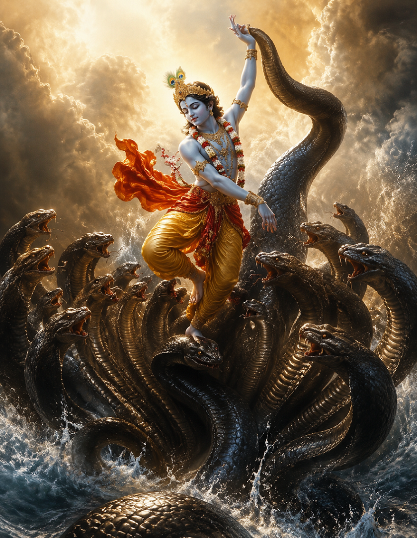 Lord Krishna Divine Dance HD Wallpaper